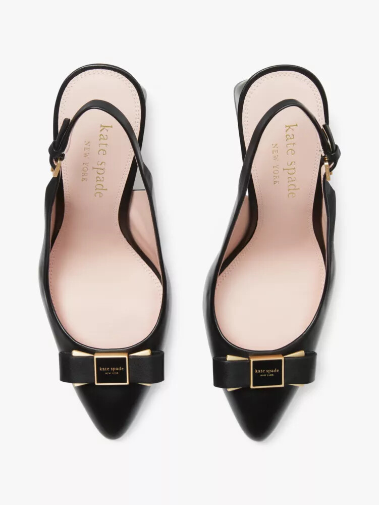 sapatos de salto bowdie slingback pretos