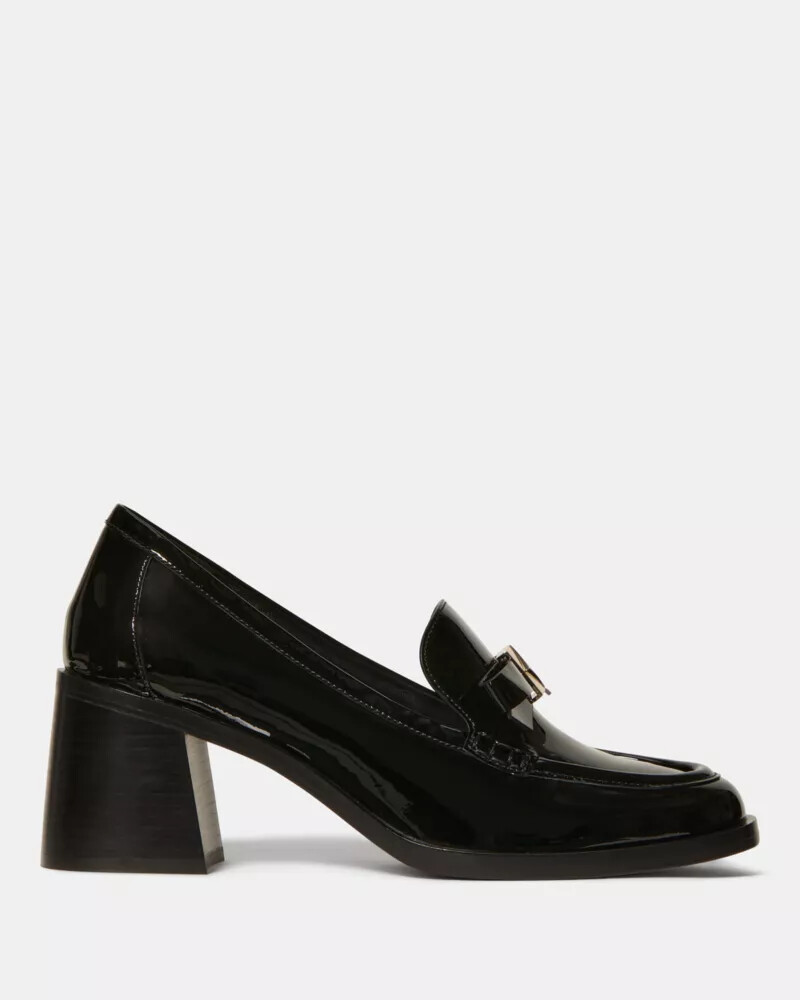 mocassim de salto com laço decorativo preto