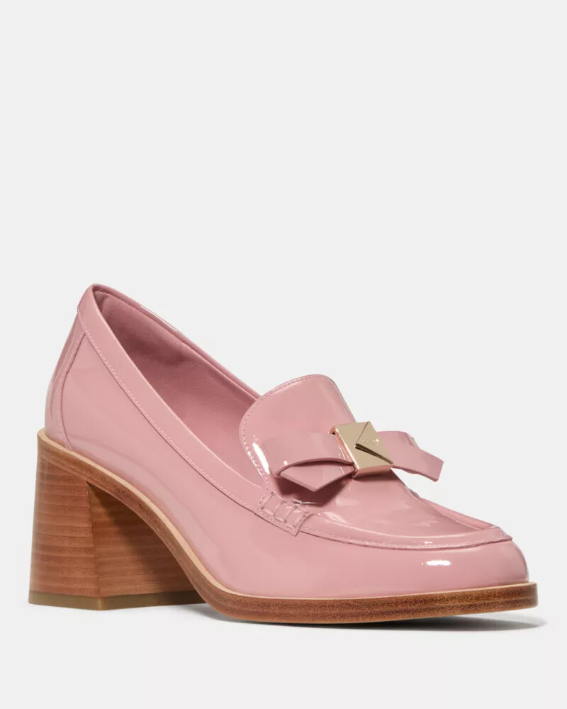 mocassim de salto com laço decorativo rosa barre