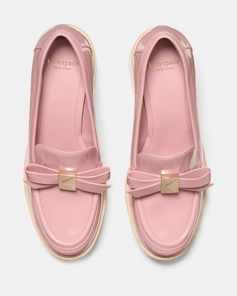 mocassim de salto com laço decorativo rosa barre