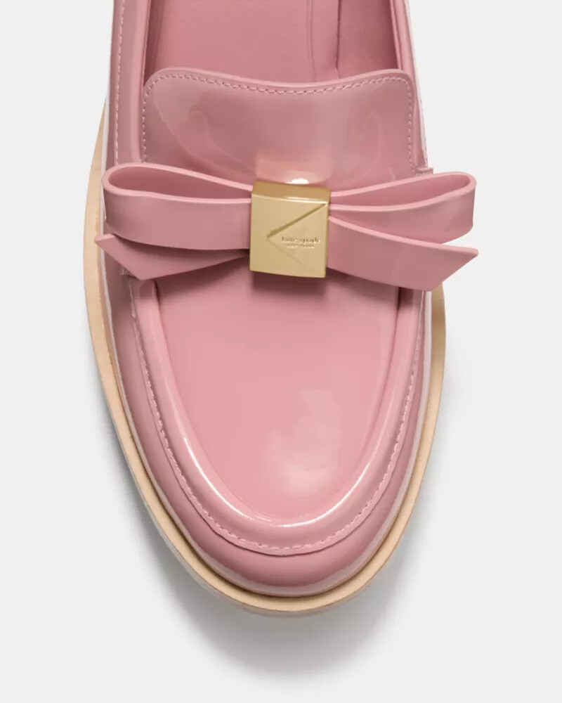 mocassim de salto com laço decorativo rosa barre
