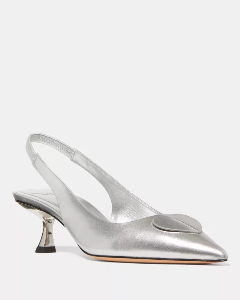 lover metálico slingback salto gatinho prata