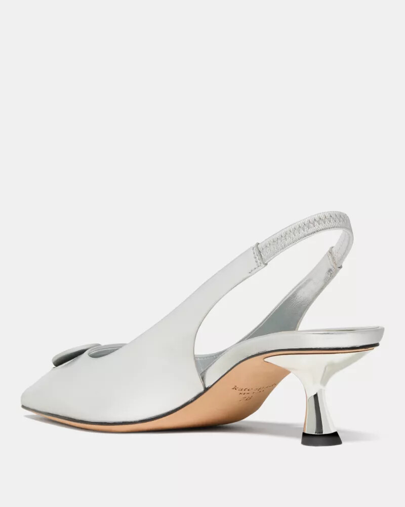 lover metálico slingback salto gatinho prata