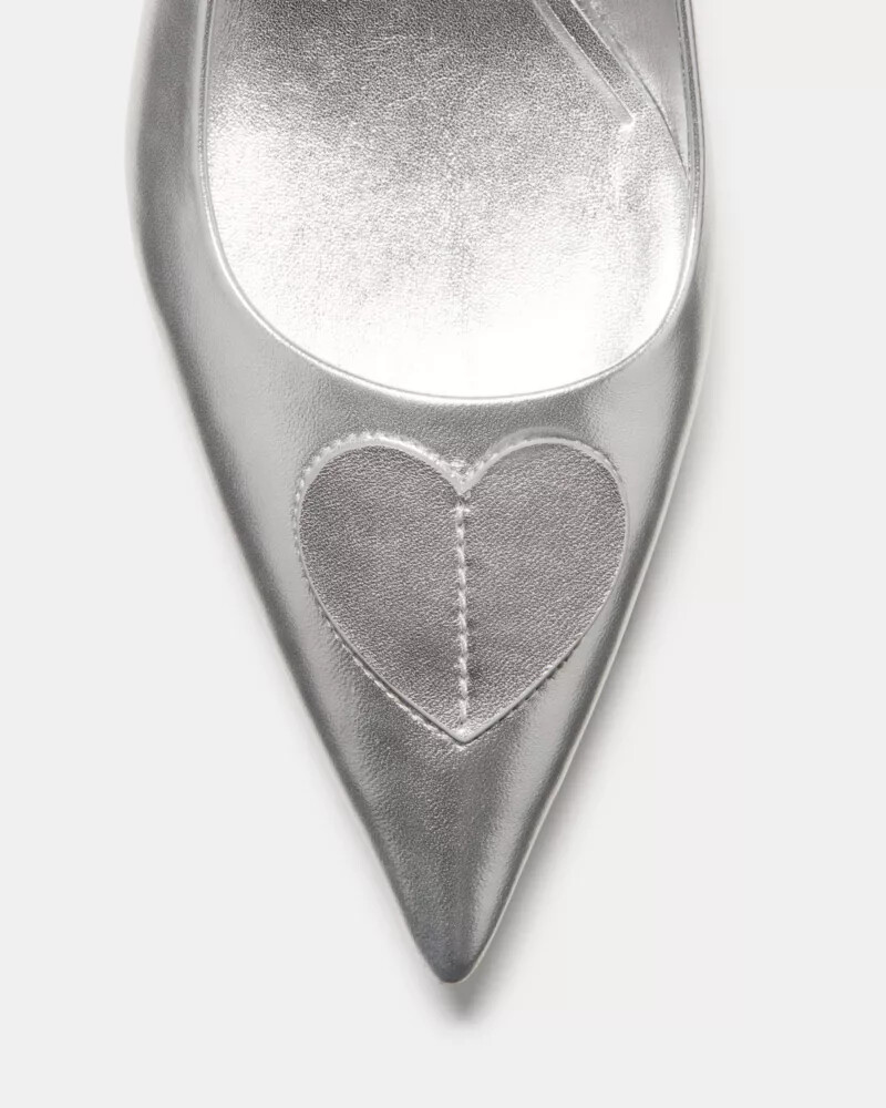 lover metálico slingback salto gatinho prata