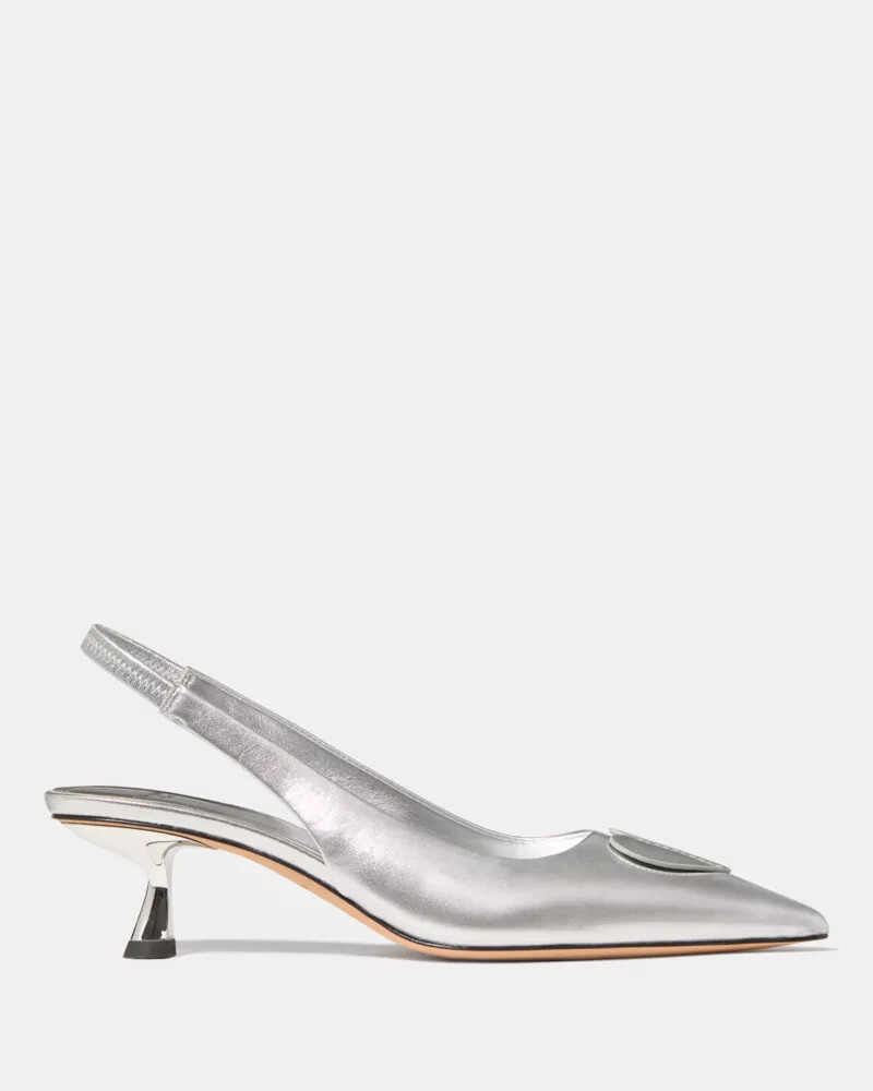 lover metálico slingback salto gatinho prata