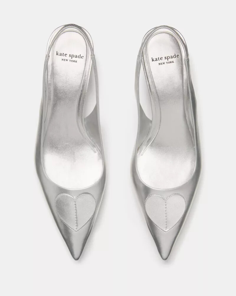 lover metálico slingback salto gatinho prata