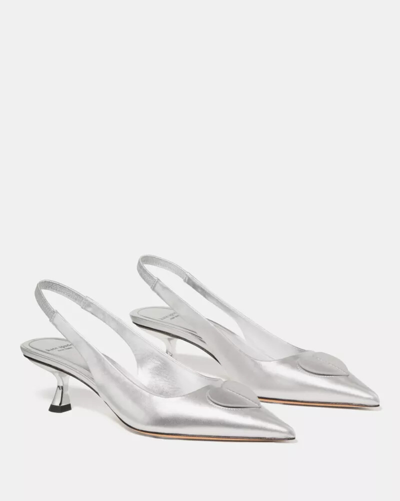 lover metálico slingback salto gatinho prata