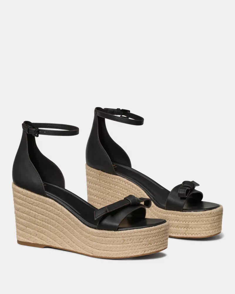 sandália anabela loop espadrill preta