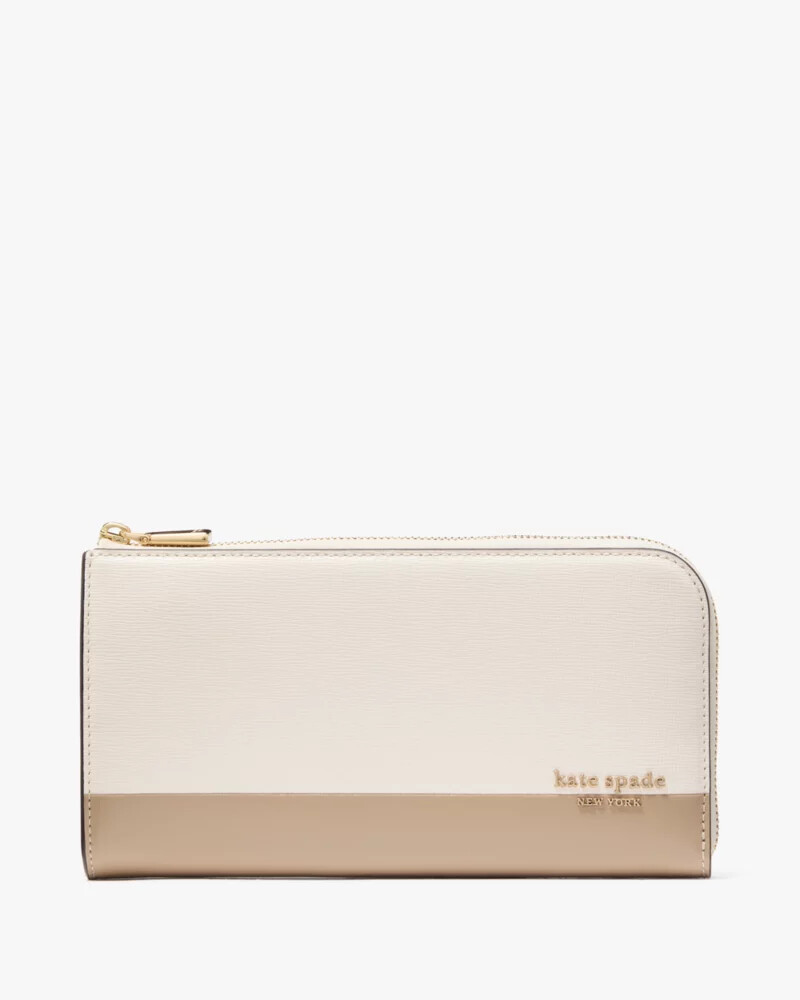 carteira continental devin zip around taupe atemporal multicolorida