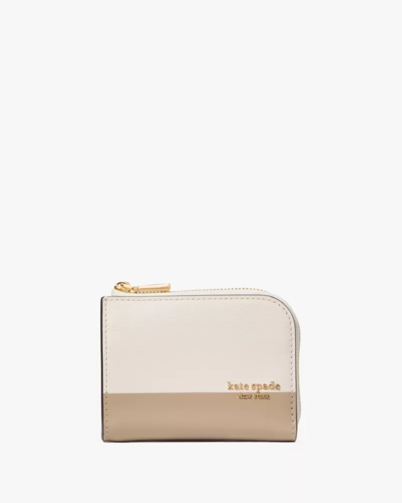porta-cartões devin com zíper e blocos de cores cor taupe atemporal multicolorida
