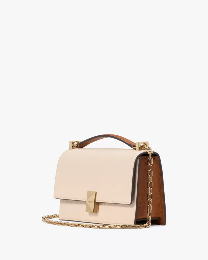 bolsa transversal mini com aba e corrente deco colorblock em vidro leitoso multicolorido