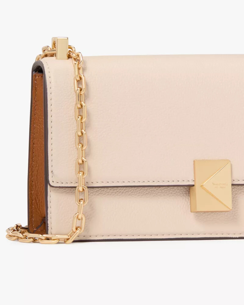 bolsa transversal mini com aba e corrente deco colorblock em vidro leitoso multicolorido