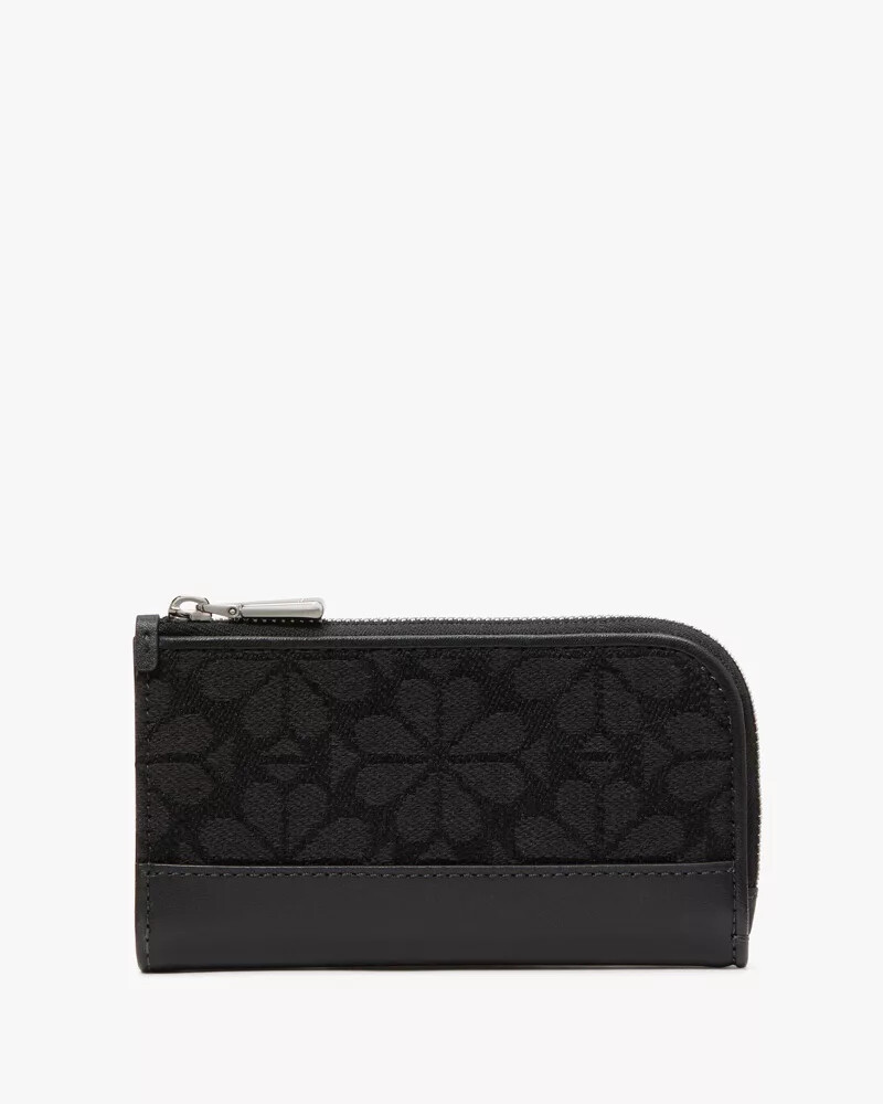 carteira dobrável devin spade com estampa floral em jacquard preta e multicolorida.