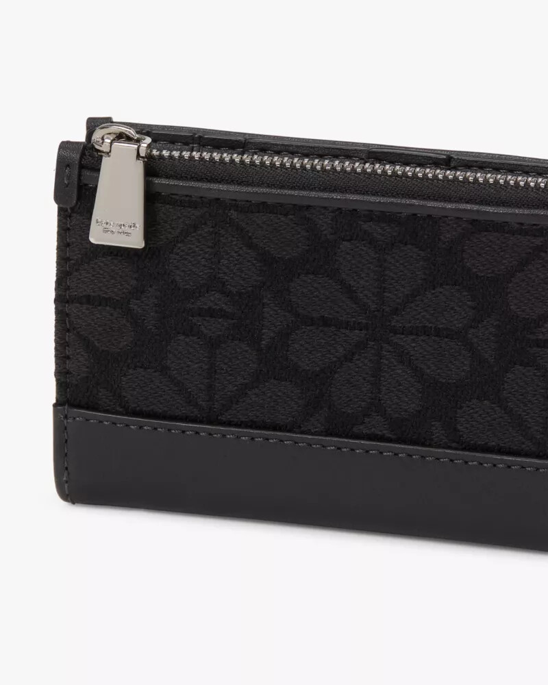 carteira dobrável devin spade com estampa floral em jacquard preta e multicolorida.