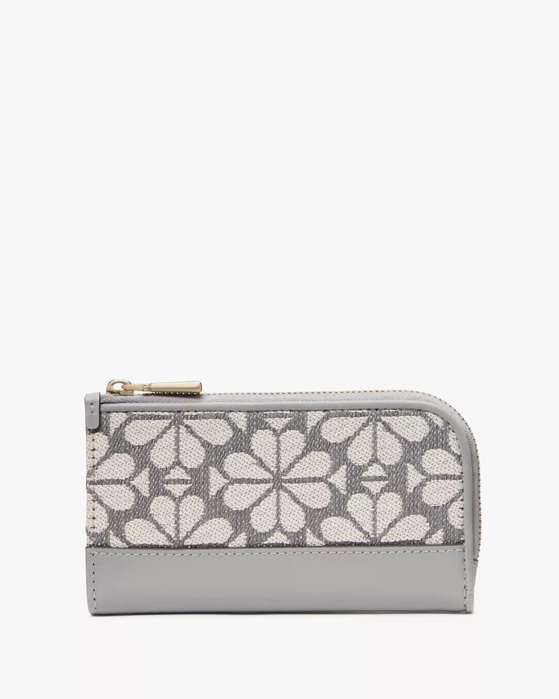 carteira dobrável devin spade com estampa floral em jacquard cinza multicolorido