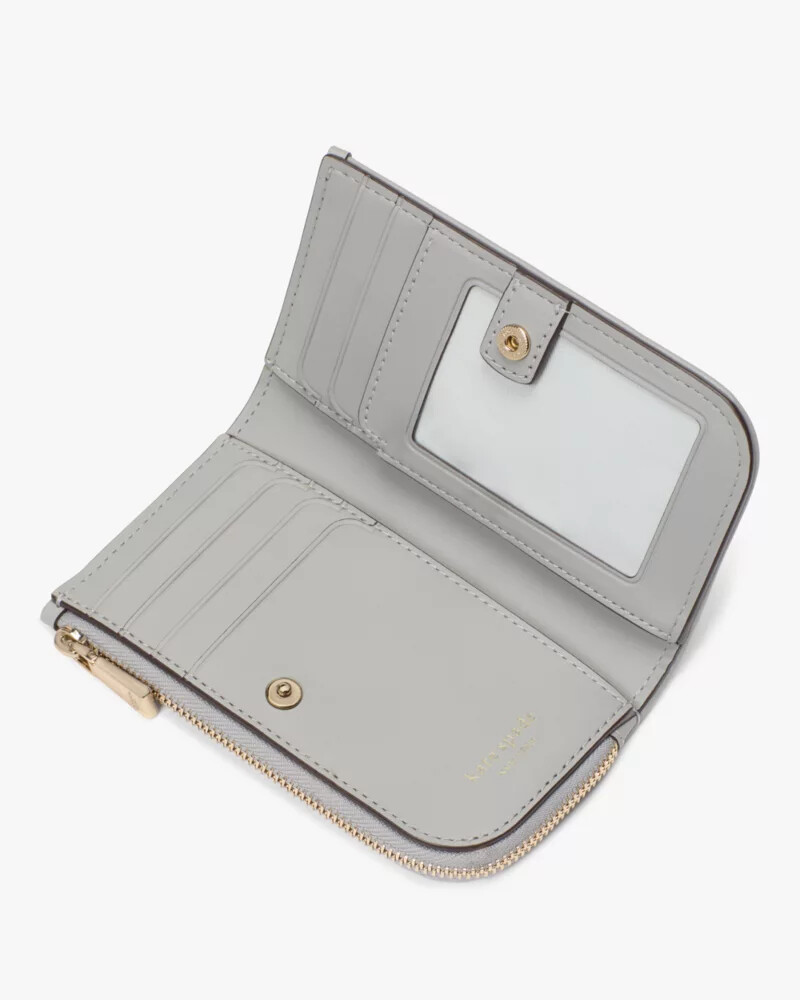 carteira dobrável devin spade com estampa floral em jacquard cinza multicolorido