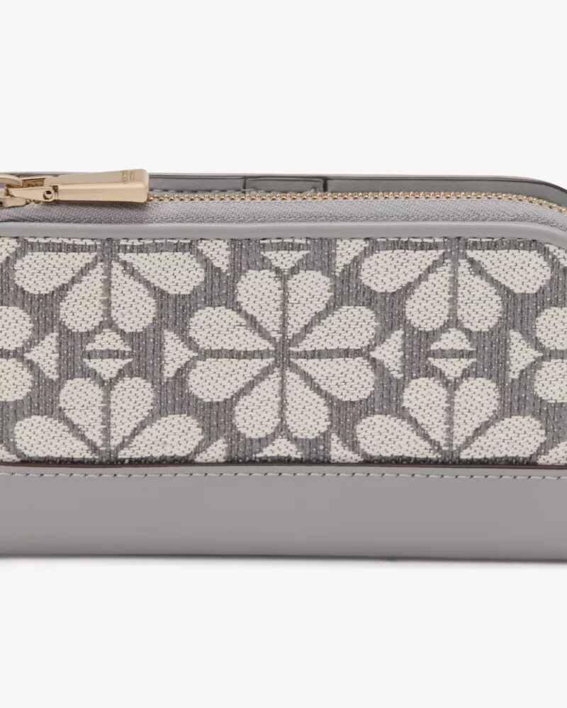 carteira dobrável devin spade com estampa floral em jacquard cinza multicolorido