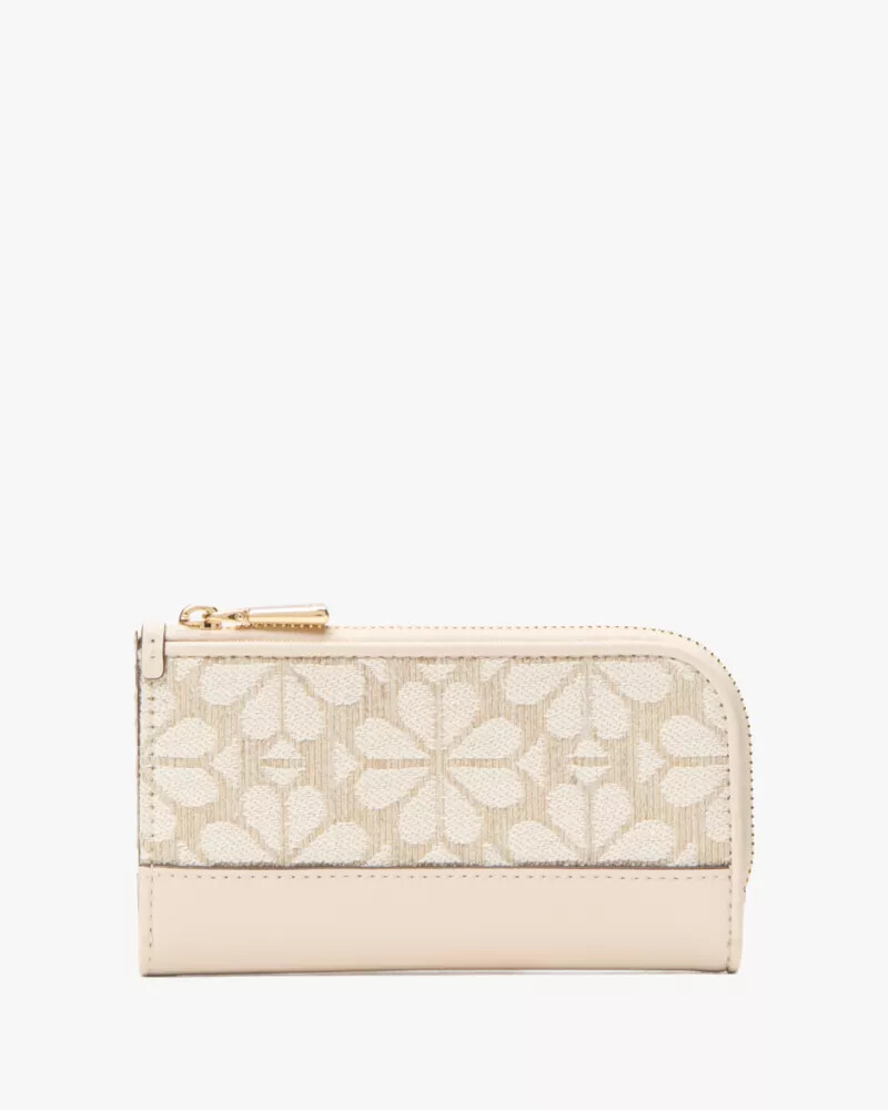 carteira dobrável devin spade com estampa floral em jacquard cor natural multicolorida.