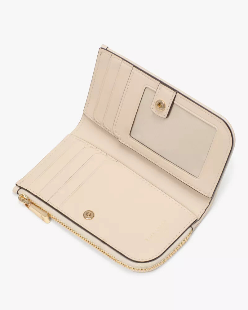 carteira dobrável devin spade com estampa floral em jacquard cor natural multicolorida.