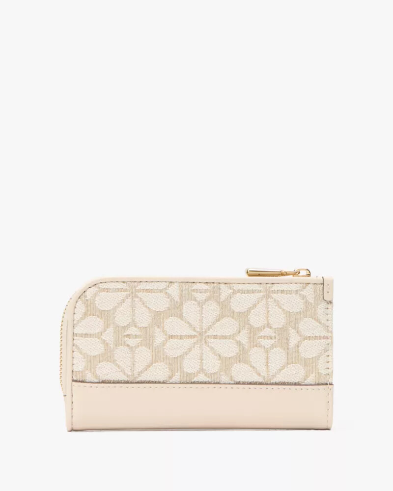 carteira dobrável devin spade com estampa floral em jacquard cor natural multicolorida.