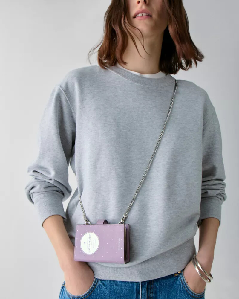 bolsa transversal page turner para cartões roxa