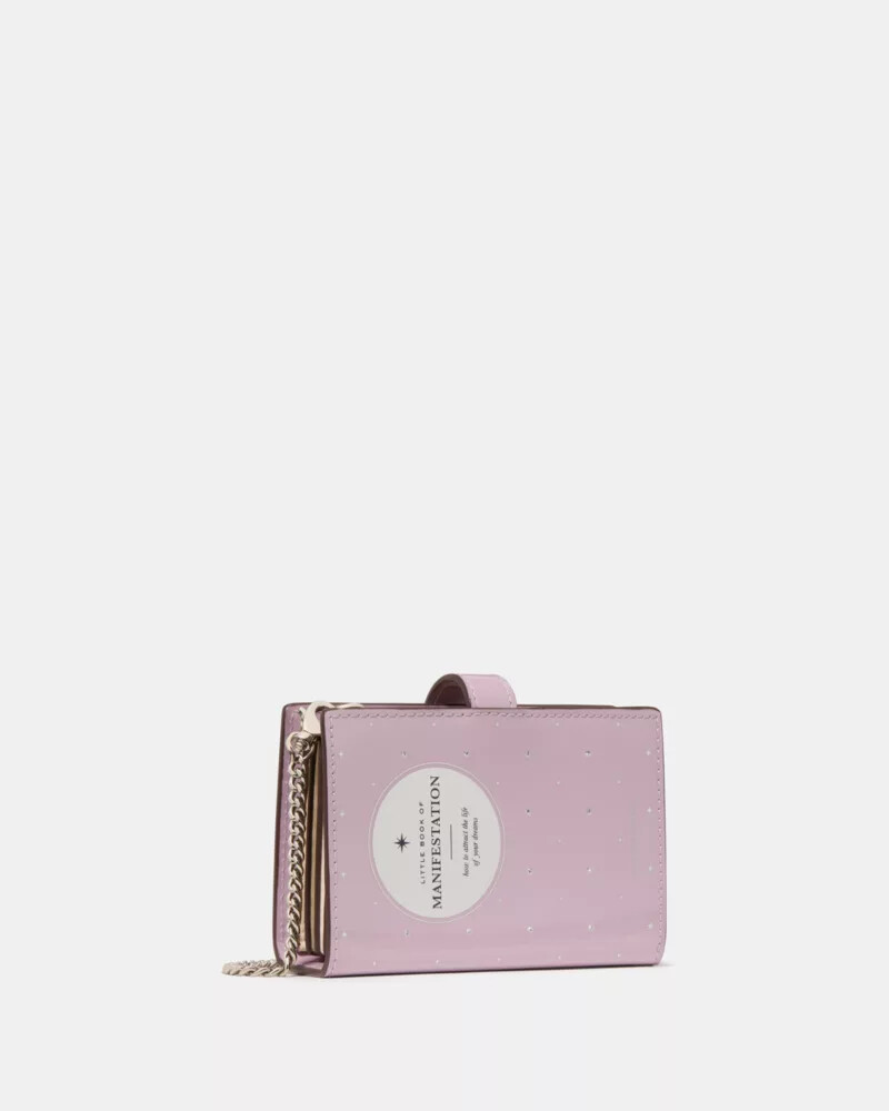 bolsa transversal page turner para cartões roxa