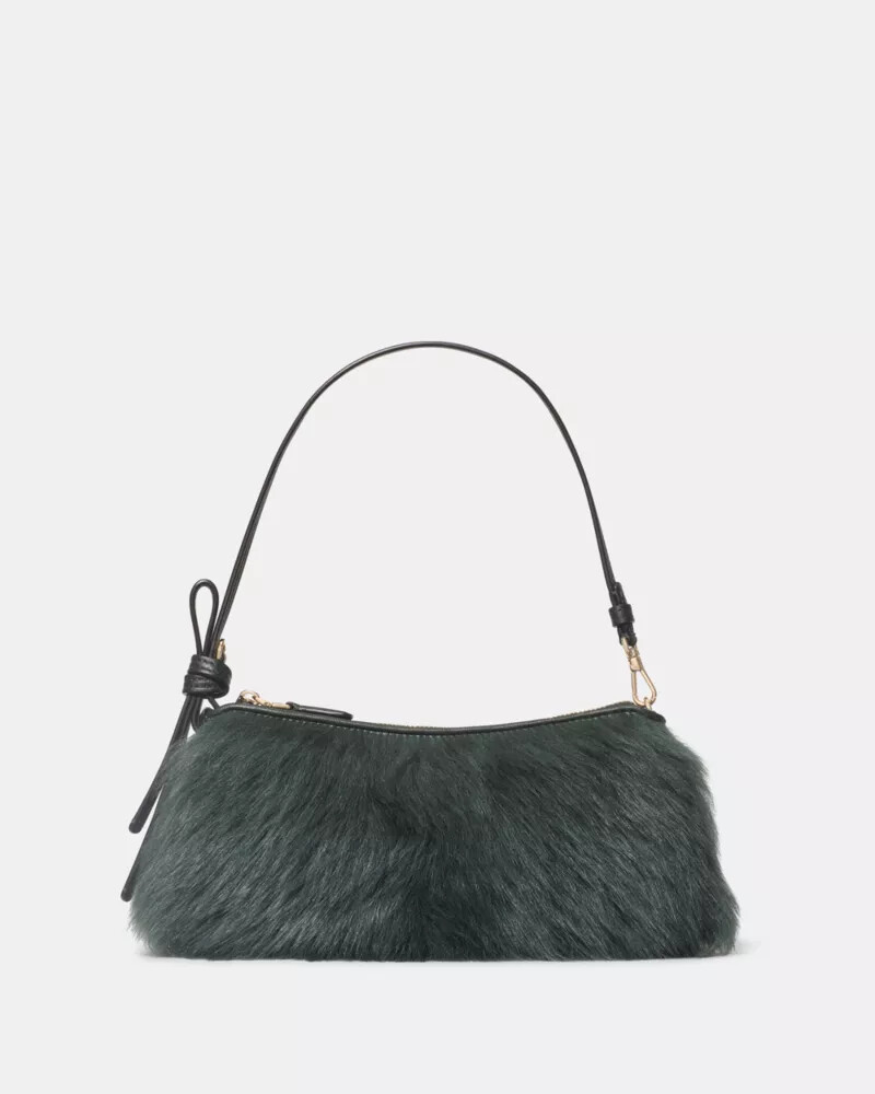 bolsa loop shearling pochette verde-escuro