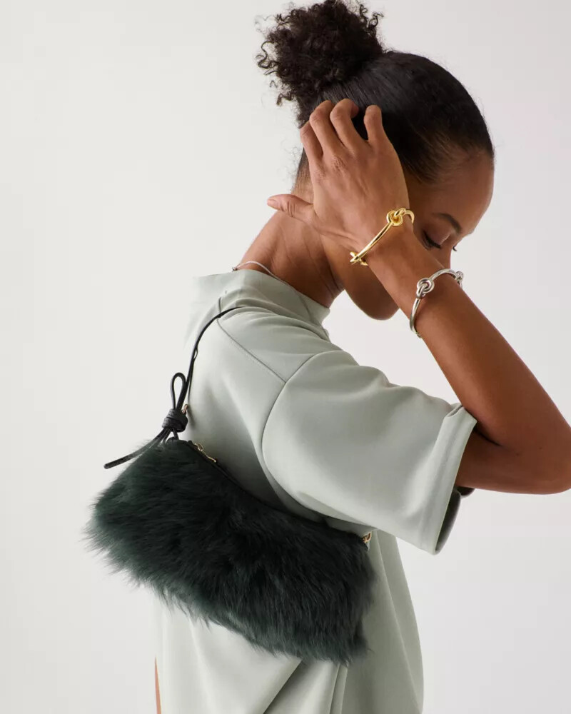 bolsa loop shearling pochette verde-escuro