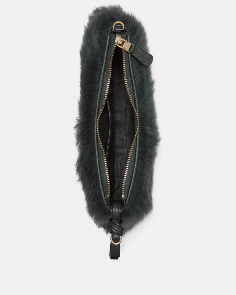 bolsa loop shearling pochette verde-escuro