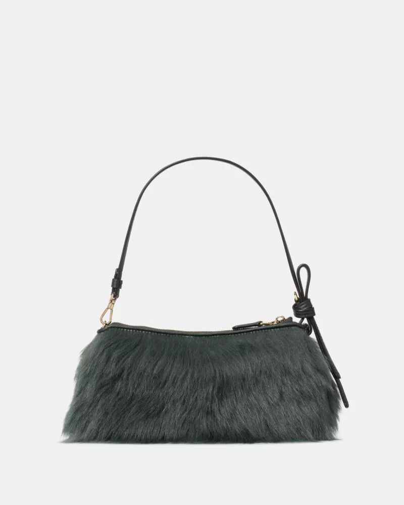 bolsa loop shearling pochette verde-escuro