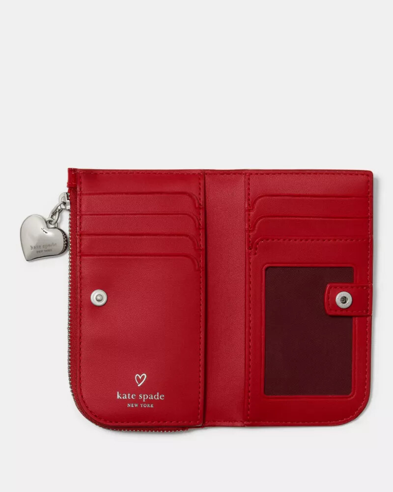 carteira dobrável devin patent cor vermelho escuro.