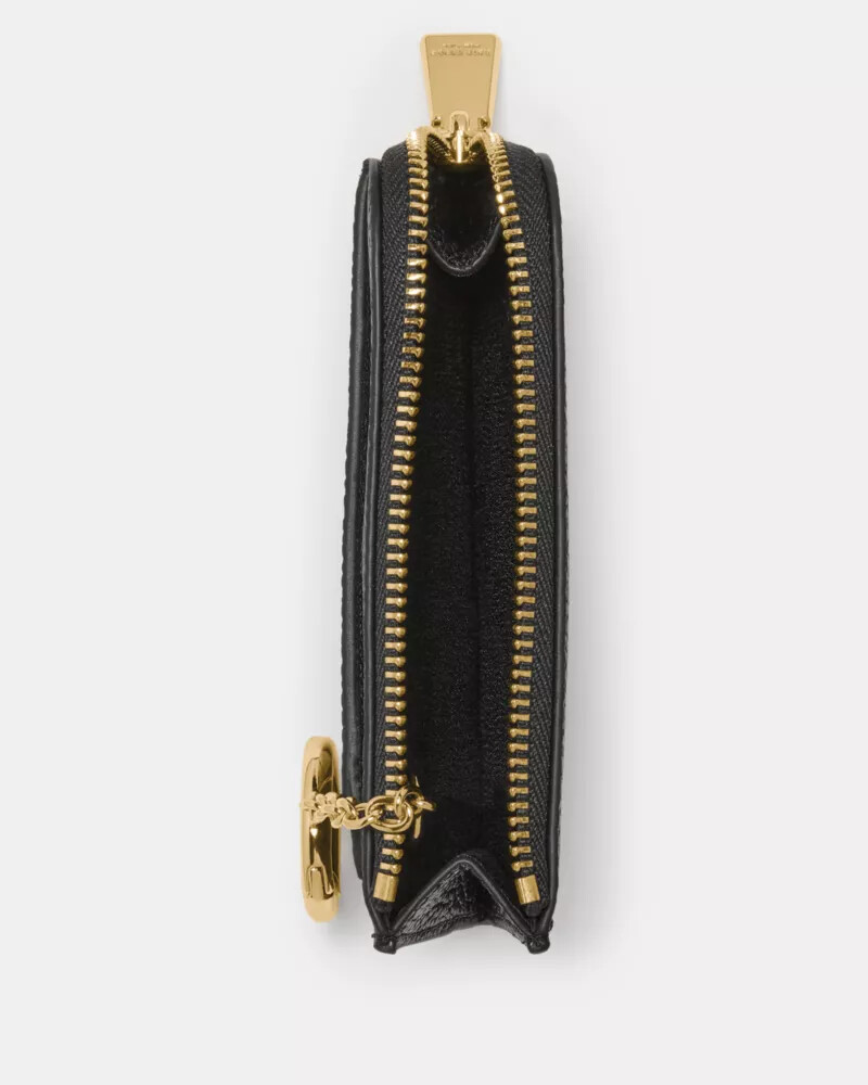 mini porta-cartões com zíper preto
