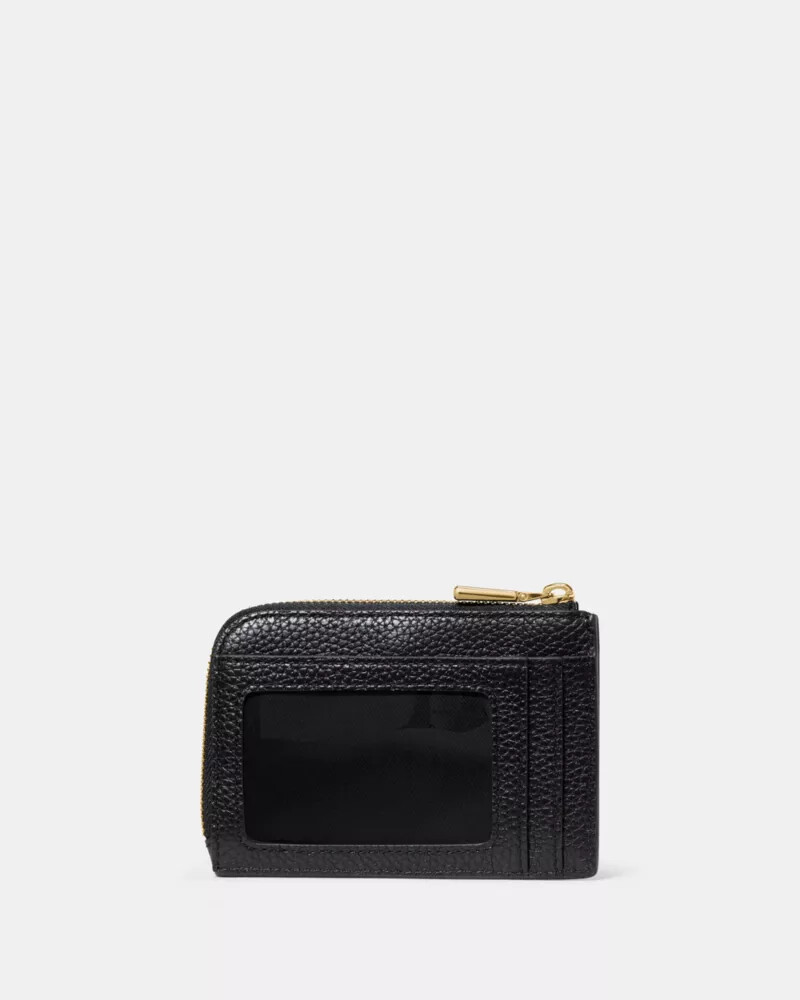 mini porta-cartões com zíper preto