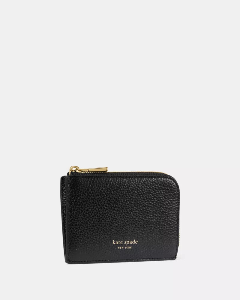 mini porta-cartões com zíper preto